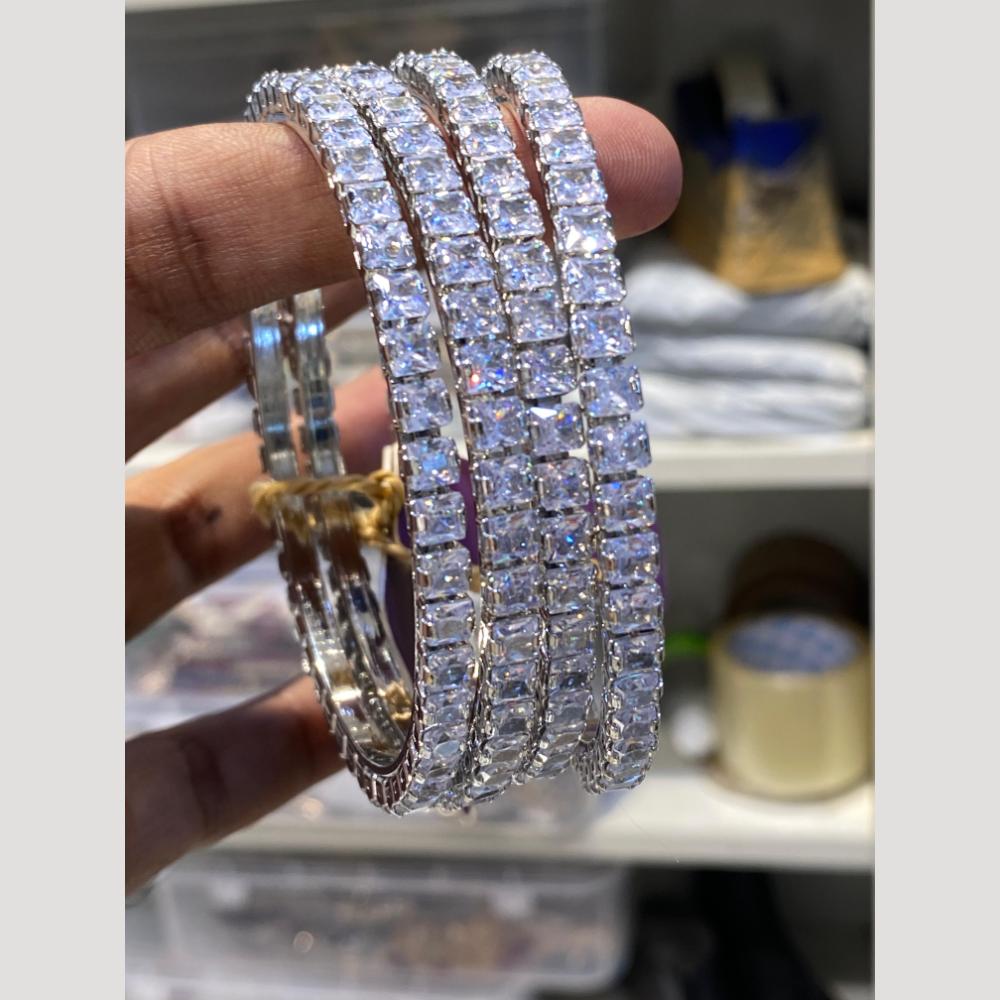 Hira Collections Glamorous American Diamond Premium Bangles Set