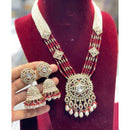 Hira Collection Premium Kundan And Pearl Stone Long Necklace Set For Wedding And Festive Wear