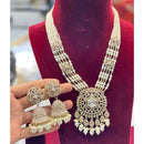 Hira Collection Premium Kundan And Pearl Stone Long Necklace Set For Wedding And Festive Wear