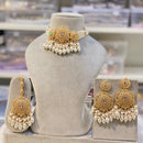 Hira Collection Stylish Crystal And Pearl Stone Choker Necklace Set For All Occassions