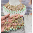Hira Collection Luxury Crystal And Pearl Choker Necklace Set With Maangtikka