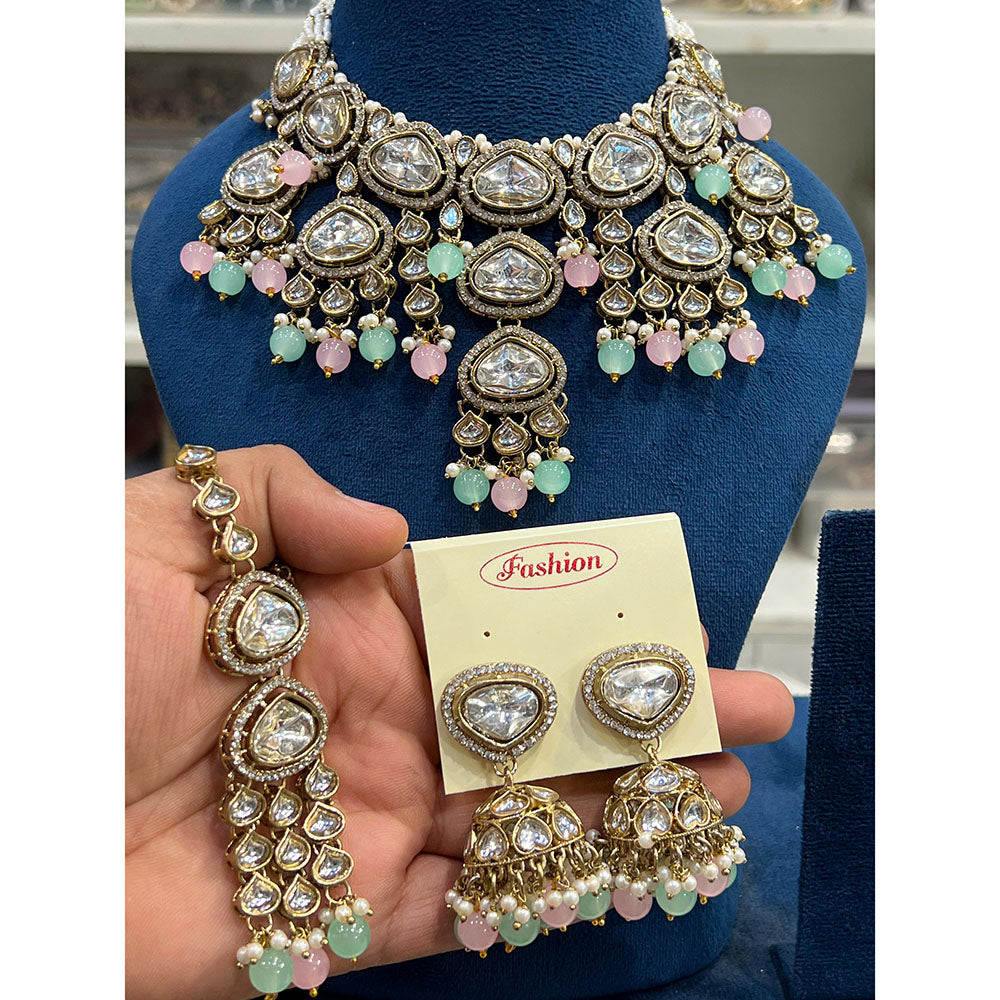 Hira Collection Traditional Kundan And Beads Choker Necklace Set