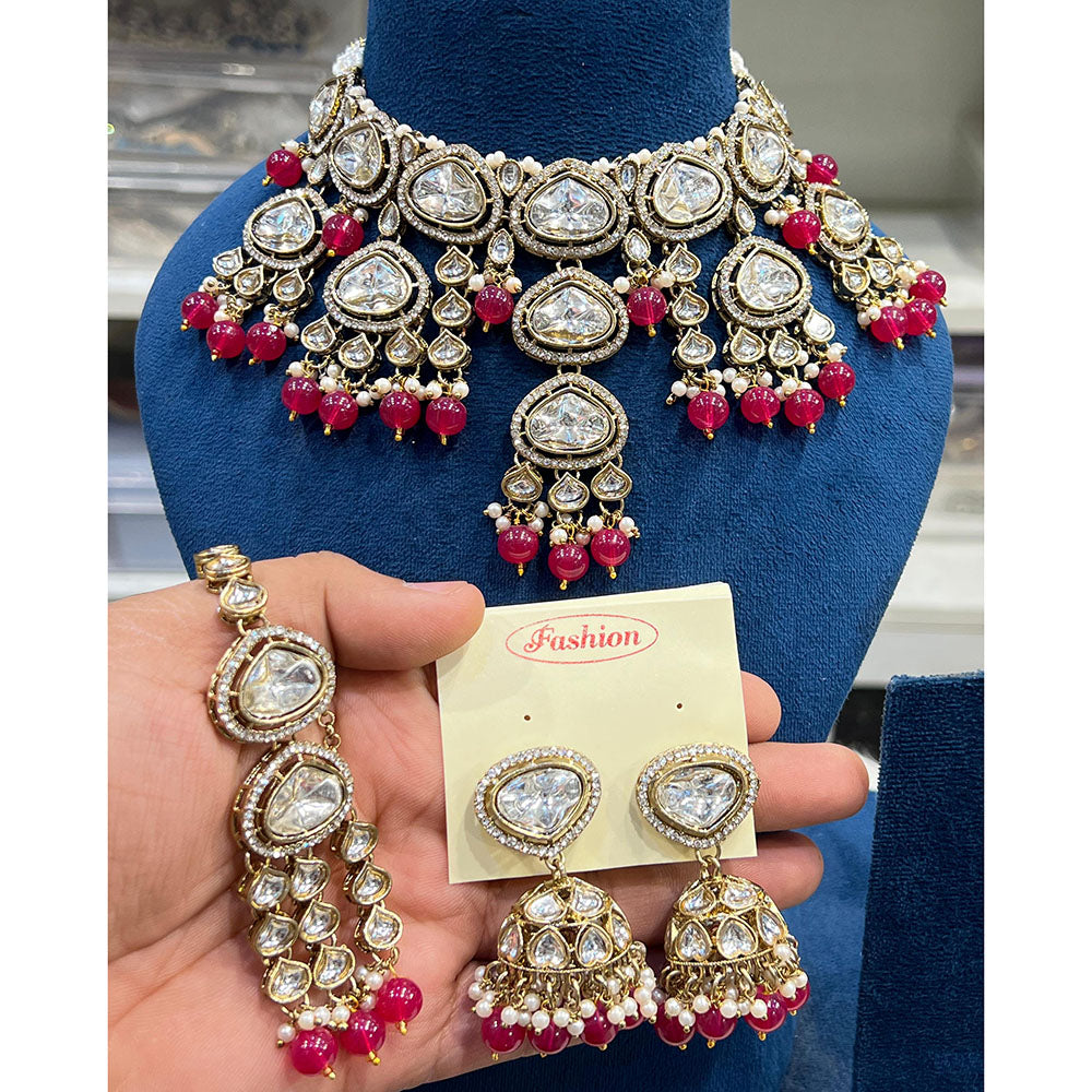 Hira Collection Traditional Kundan And Beads Choker Necklace Set