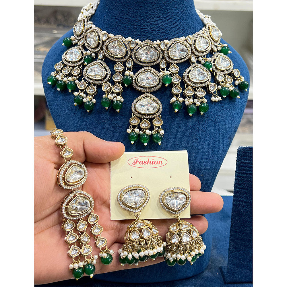 Hira Collection Traditional Kundan And Beads Choker Necklace Set