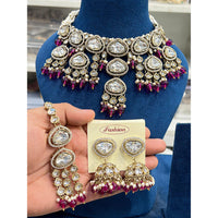 Hira Collection Traditional Kundan And Beads Choker Necklace Set