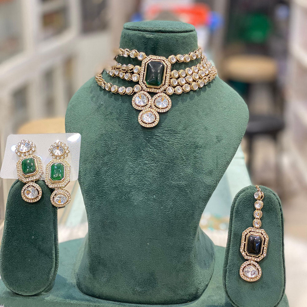 Hira Collection Gorgeous Kundan Choker Necklace Set for Wedding Functions