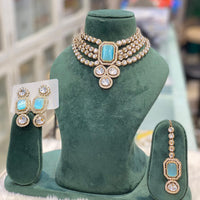 Hira Collection Gorgeous Kundan Choker Necklace Set for Wedding Functions