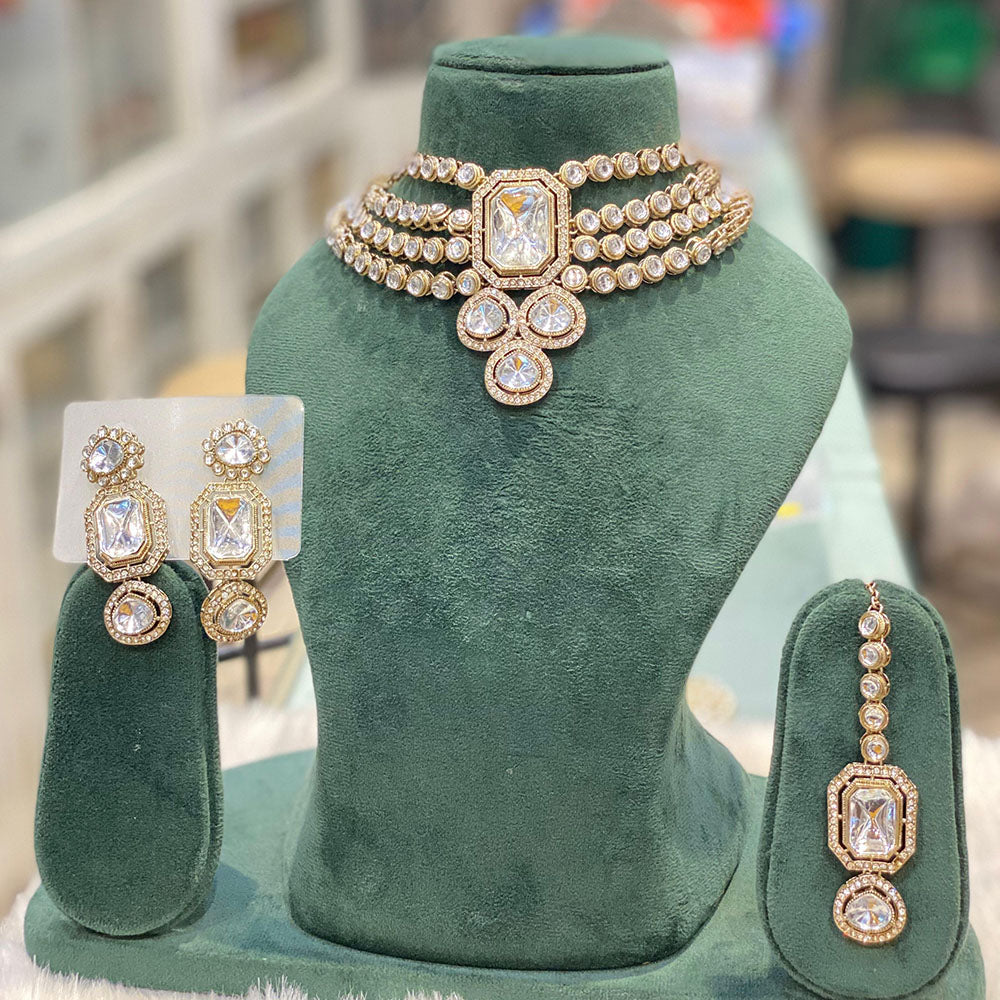 Hira Collection Gorgeous Kundan Choker Necklace Set for Wedding Functions