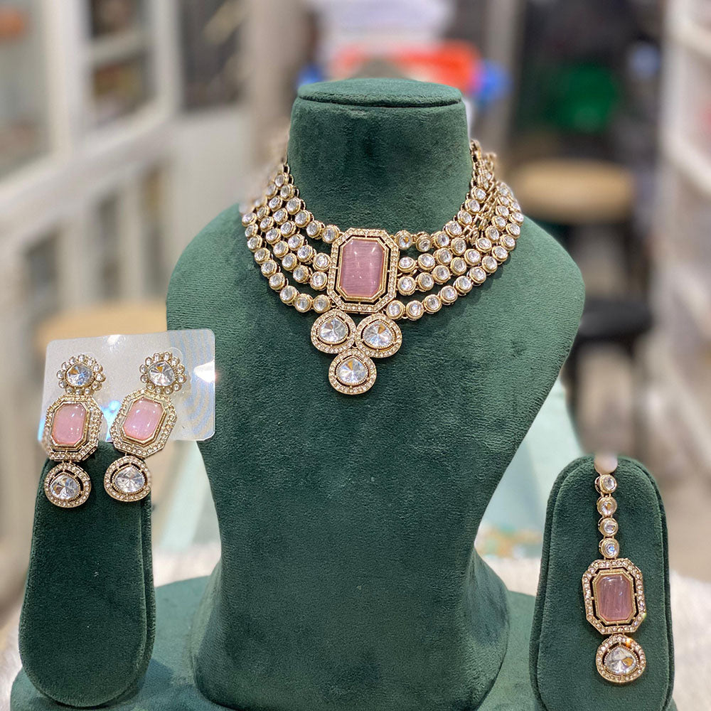 Hira Collection Gorgeous Kundan Choker Necklace Set for Wedding Functions