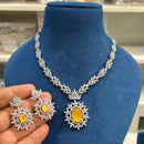 Hira Collections Sparkling American Diamond Necklace Set For Party Wear