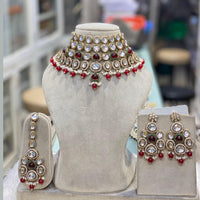 Hira Collection Gorgeous Kundan And Pearl Choker Necklace Set for Wedding Functions