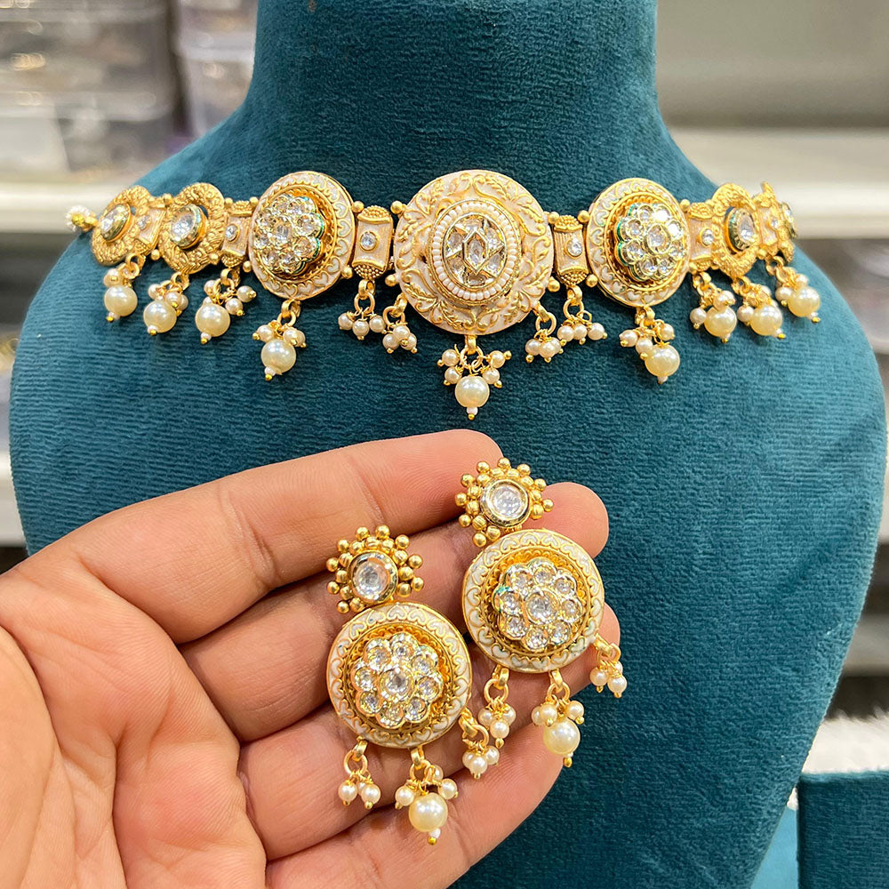Hira Collections Exquisite Kundan Necklace And Pearl Set for Engagements and Special Celebrations
