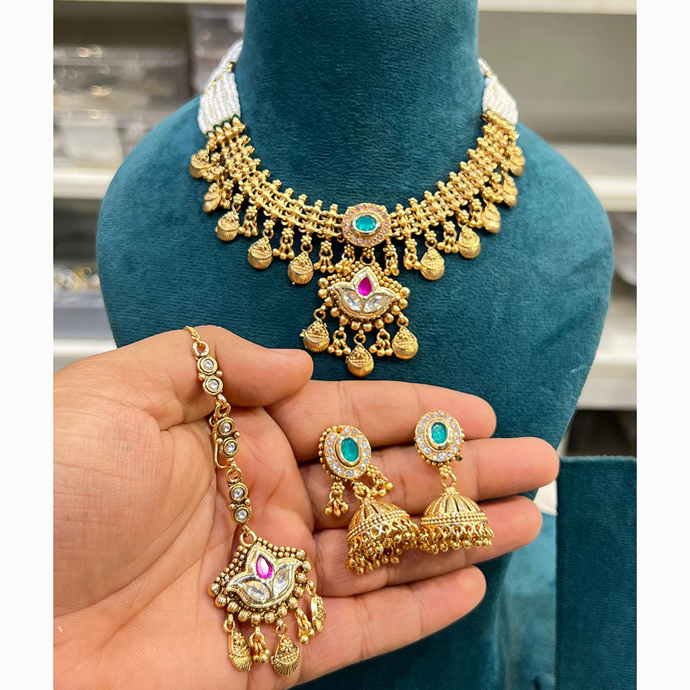 Hira Collections Exquisite Kundan Necklace And Pearl Set for Engagements and Special Celebrations