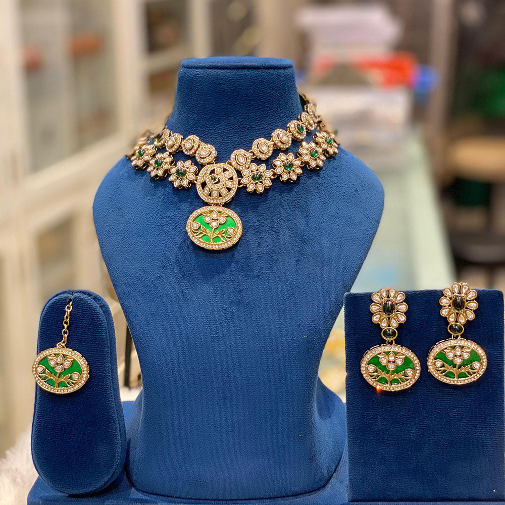 Hira Collections Exquisite Polki Kundan Necklace Set for Engagements and Special Celebrations