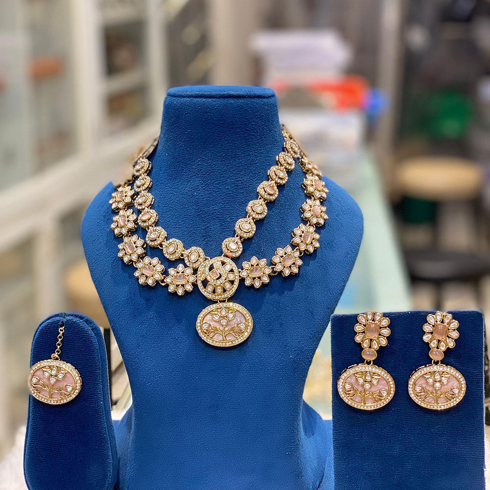 Hira Collections Exquisite Polki Kundan Necklace Set for Engagements and Special Celebrations
