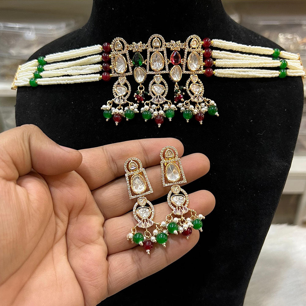 Hira Collections Exquisite Kundan Necklace And Pearl Set for Engagements and Special Celebrations