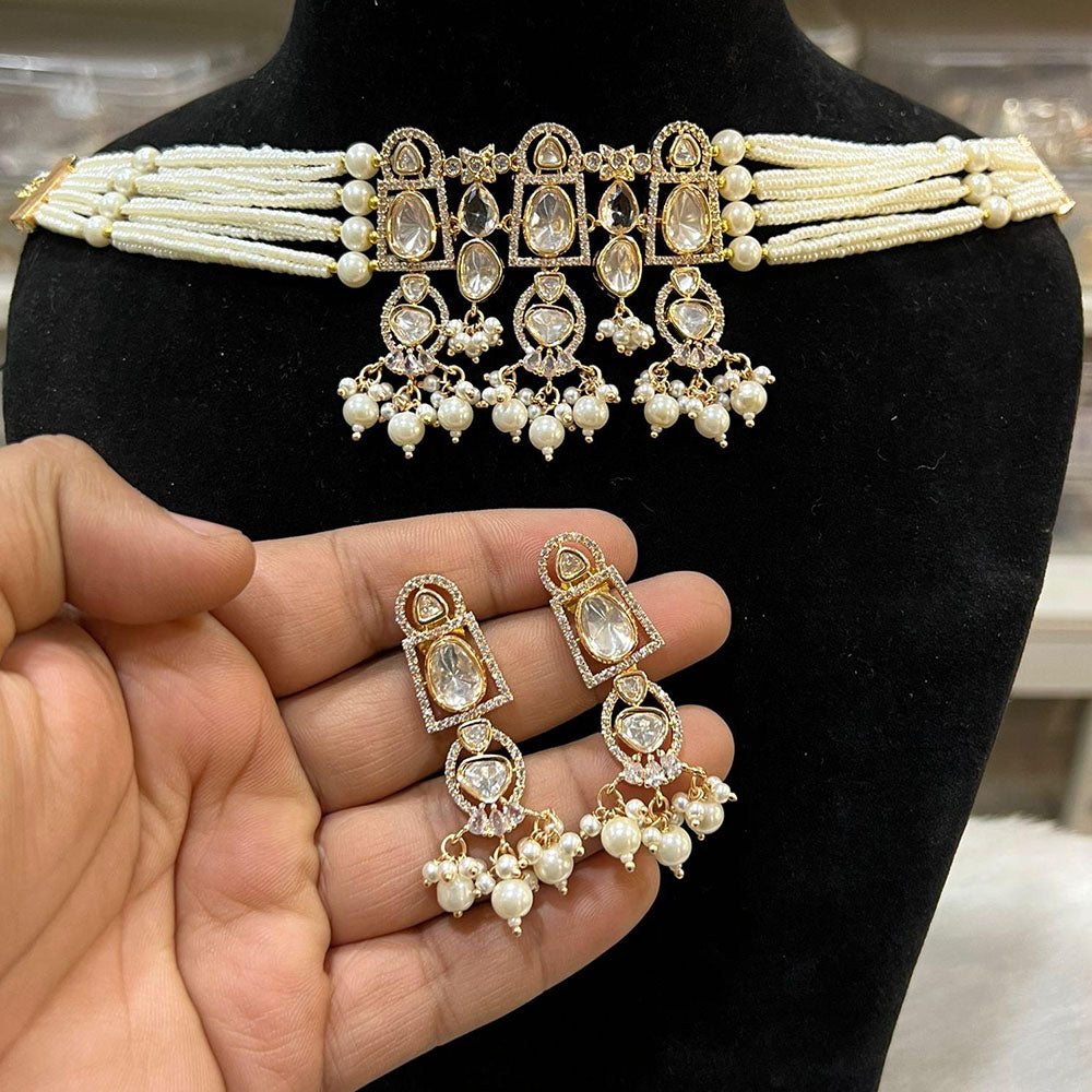 Hira Collections Exquisite Kundan Necklace And Pearl Set for Engagements and Special Celebrations