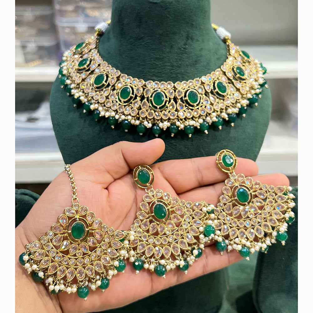 Hira Collections Designer Kundan And Beads Necklace Set Perfect for Weddings & Festive Occasions