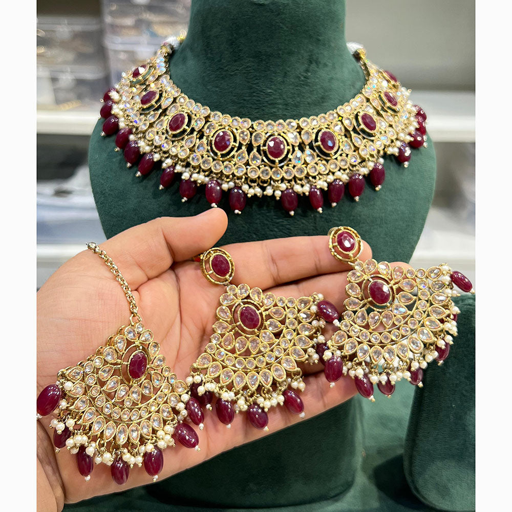 Hira Collections Designer Kundan And Beads Necklace Set Perfect for Weddings & Festive Occasions