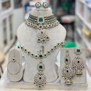 Hira Collections Royal Kundan Heavy Semi -Bridal Necklace Set Wedding Ready with Matching Accessories
