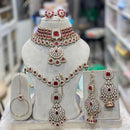Hira Collections Royal Kundan Heavy Semi -Bridal Necklace Set Wedding Ready with Matching Accessories
