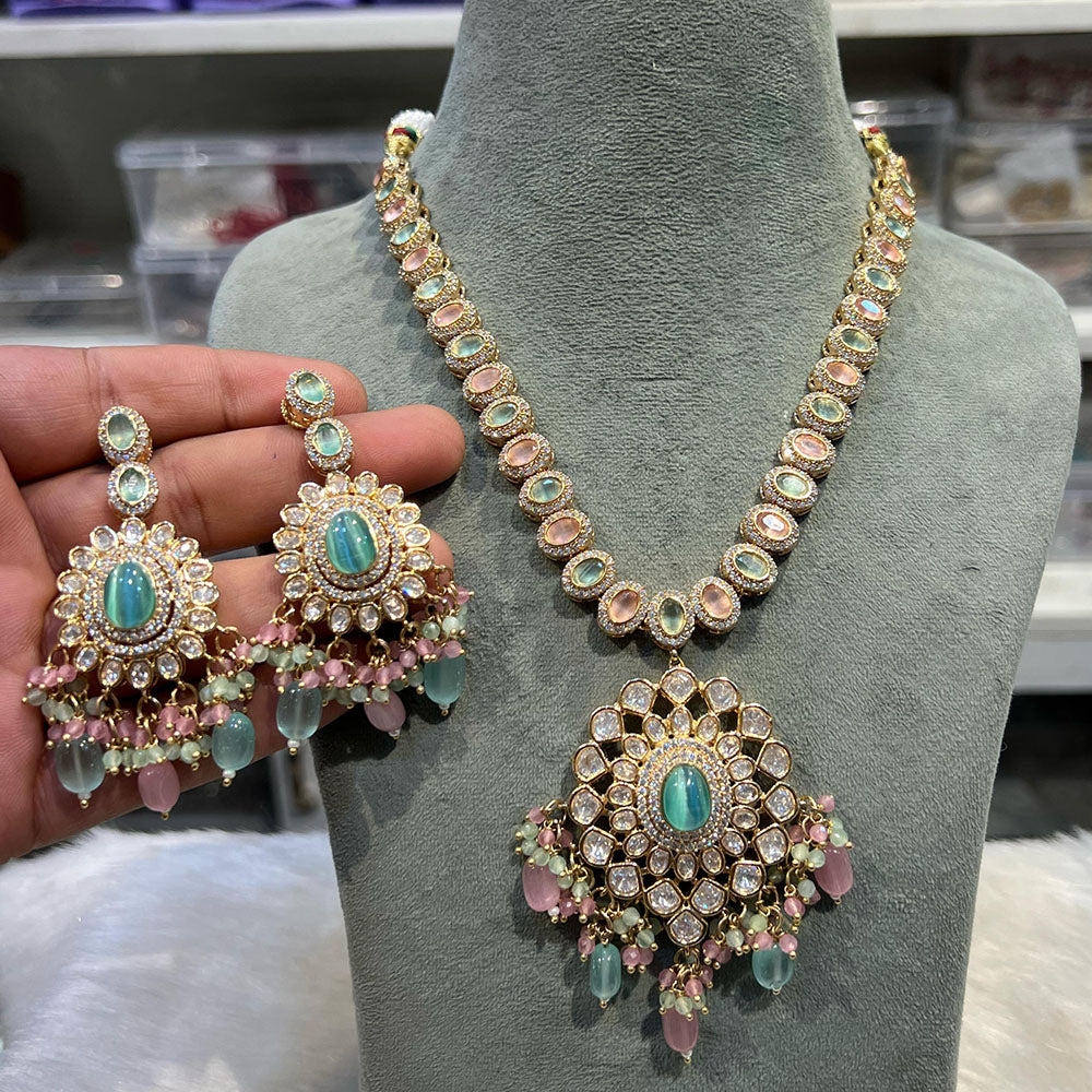Hira Collections Designer Polki Kundan And Beads Long Necklace Set  Statement Jewelry