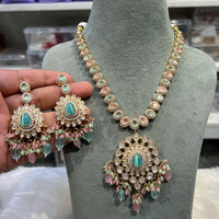 Hira Collections Designer Polki Kundan And Beads Long Necklace Set  Statement Jewelry