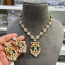 Hira Collections Elegant Kundan Necklace Set  Statement Jewelry