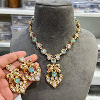 Hira Collections Elegant Kundan Necklace Set  Statement Jewelry