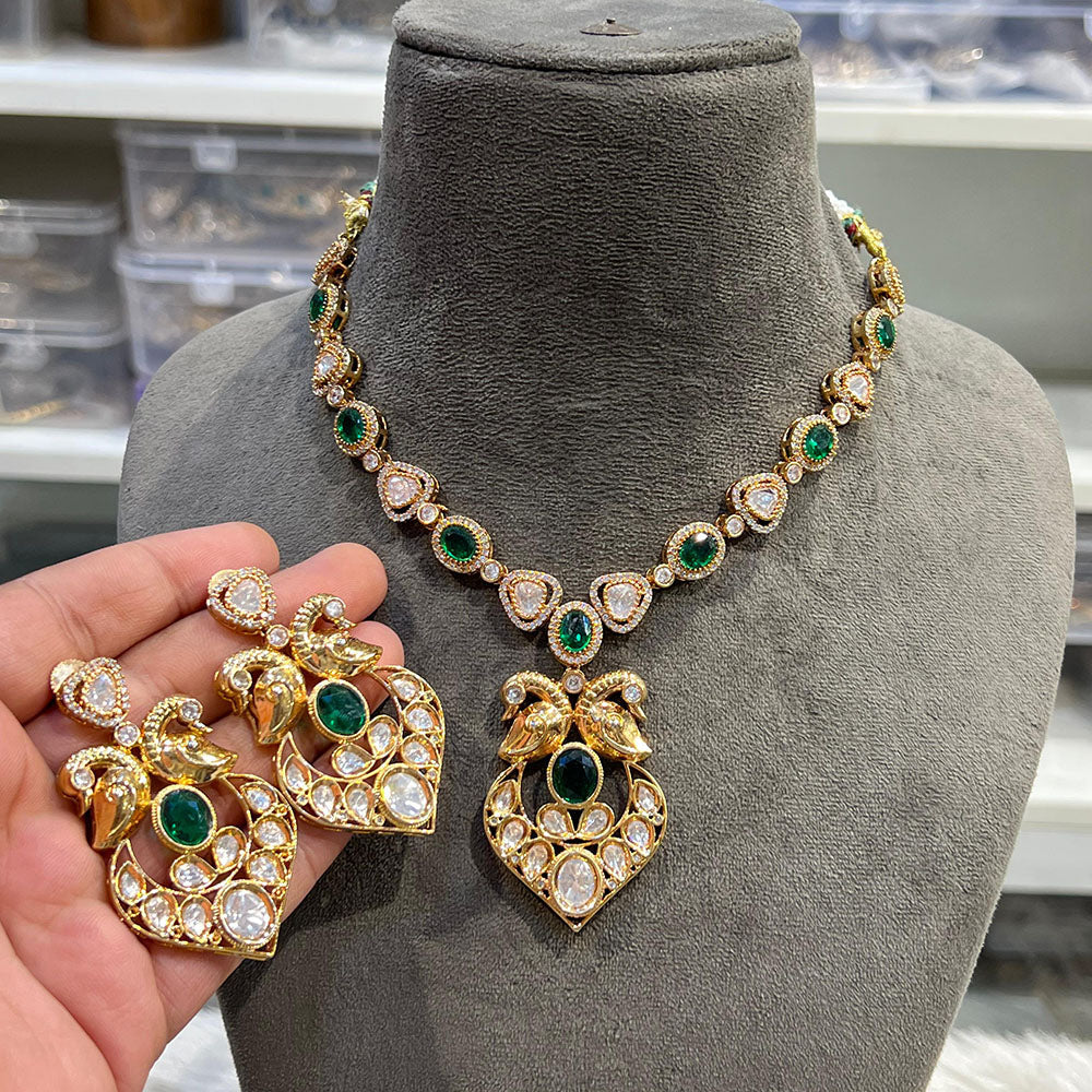 Hira Collections Elegant Kundan Necklace Set  Statement Jewelry