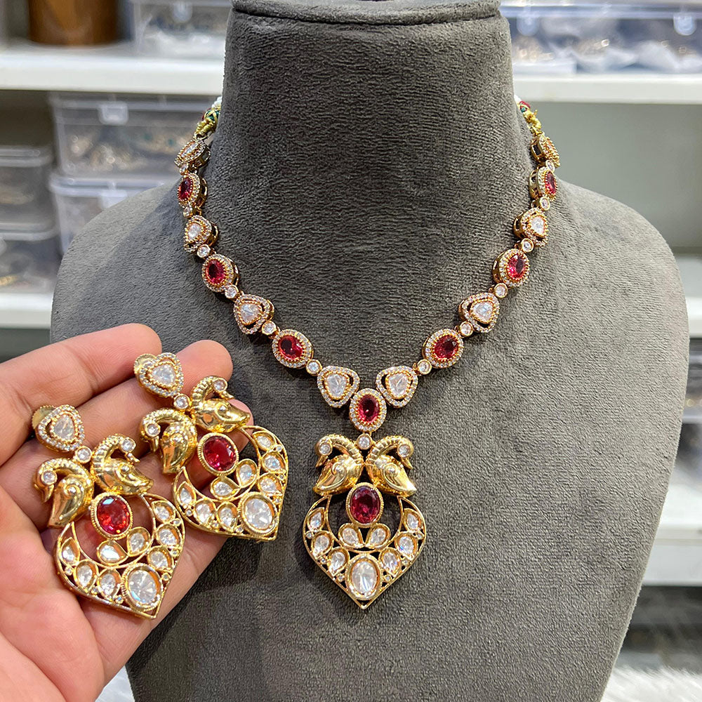 Hira Collections Elegant Kundan Necklace Set  Statement Jewelry