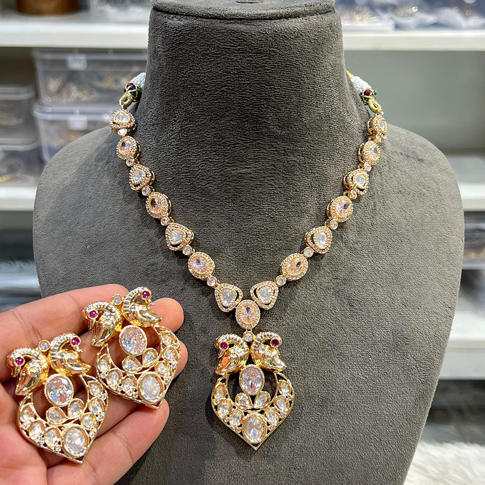 Hira Collections Elegant Kundan Necklace Set  Statement Jewelry