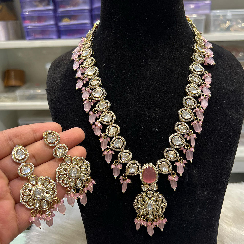 Hira Collections Designer Polki Kundan And Beads Long Necklace Set  Statement Jewelry