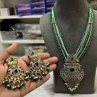 Hira Collections Designer Polki Kundan And Beads Long Necklace Set  Statement Jewelry