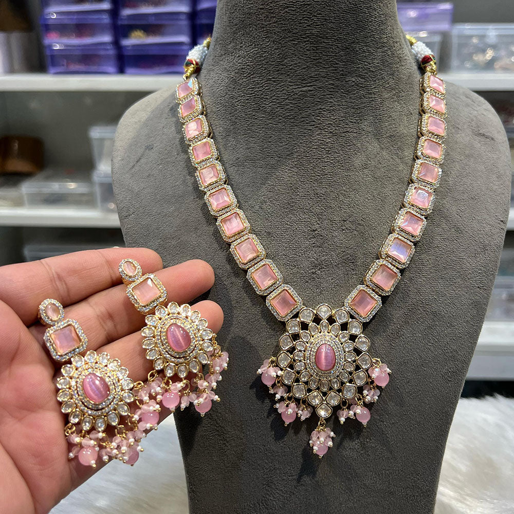 Hira Collections Designer Polki Kundan And Beads Long Necklace Set  Statement Jewelry