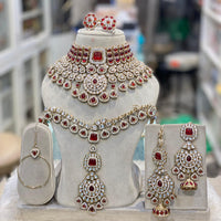 Hira Collections Royal Kundan Heavy Semi -Bridal Necklace Set Wedding Ready with Matching Accessories