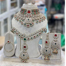 Hira Collections Royal Kundan Heavy Semi -Bridal Necklace Set Wedding Ready with Matching Accessories