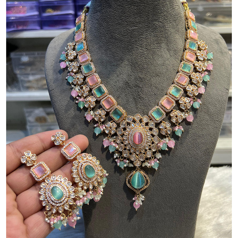 Hira Collections Designer Polki Kundan And Beads Long Necklace Set  Statement Jewelry