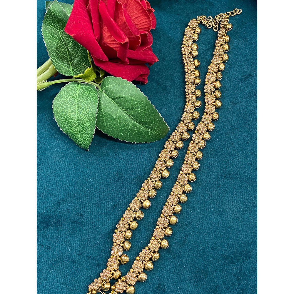 Hira Collections Dazzling Austrian Stone  And Ghungroo Anklet  Statement Jewelry for Festivals