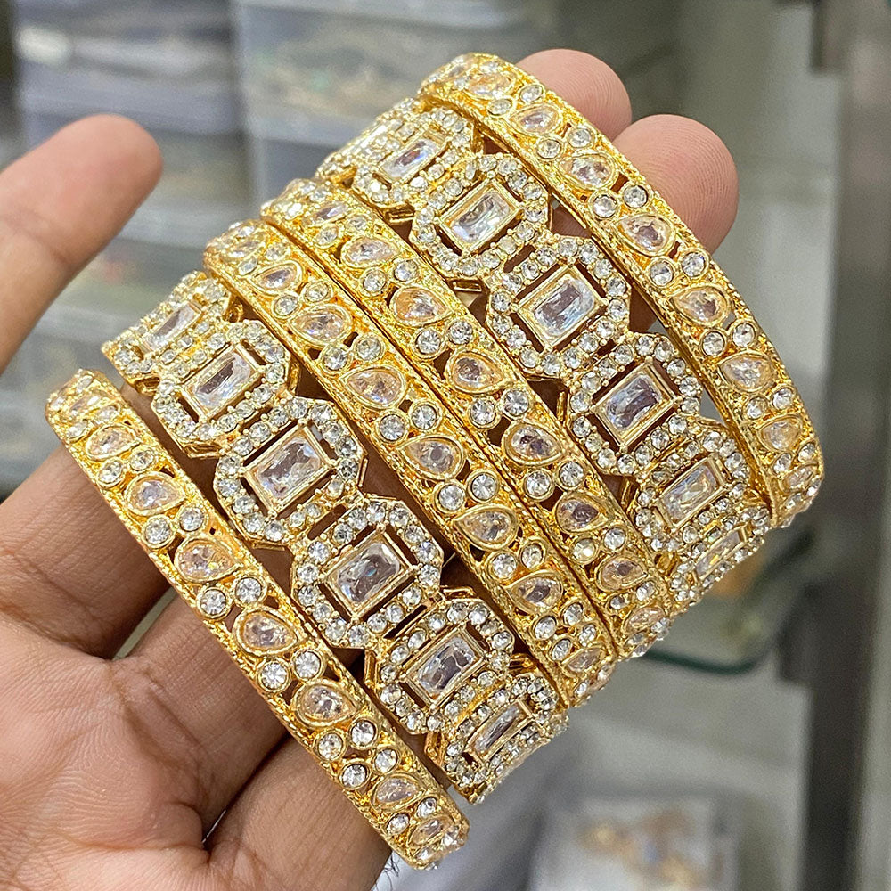 Hira Collections Royal Look Sparkling Crystal Stone Designer Bangles Set