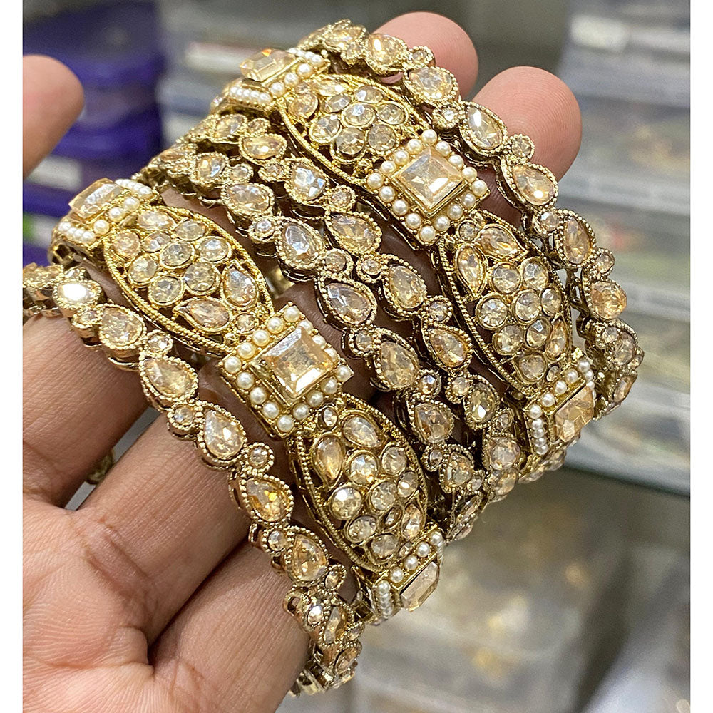 Hira Collections Royal Look Sparkling Crystal Stone Designer Bangles Set