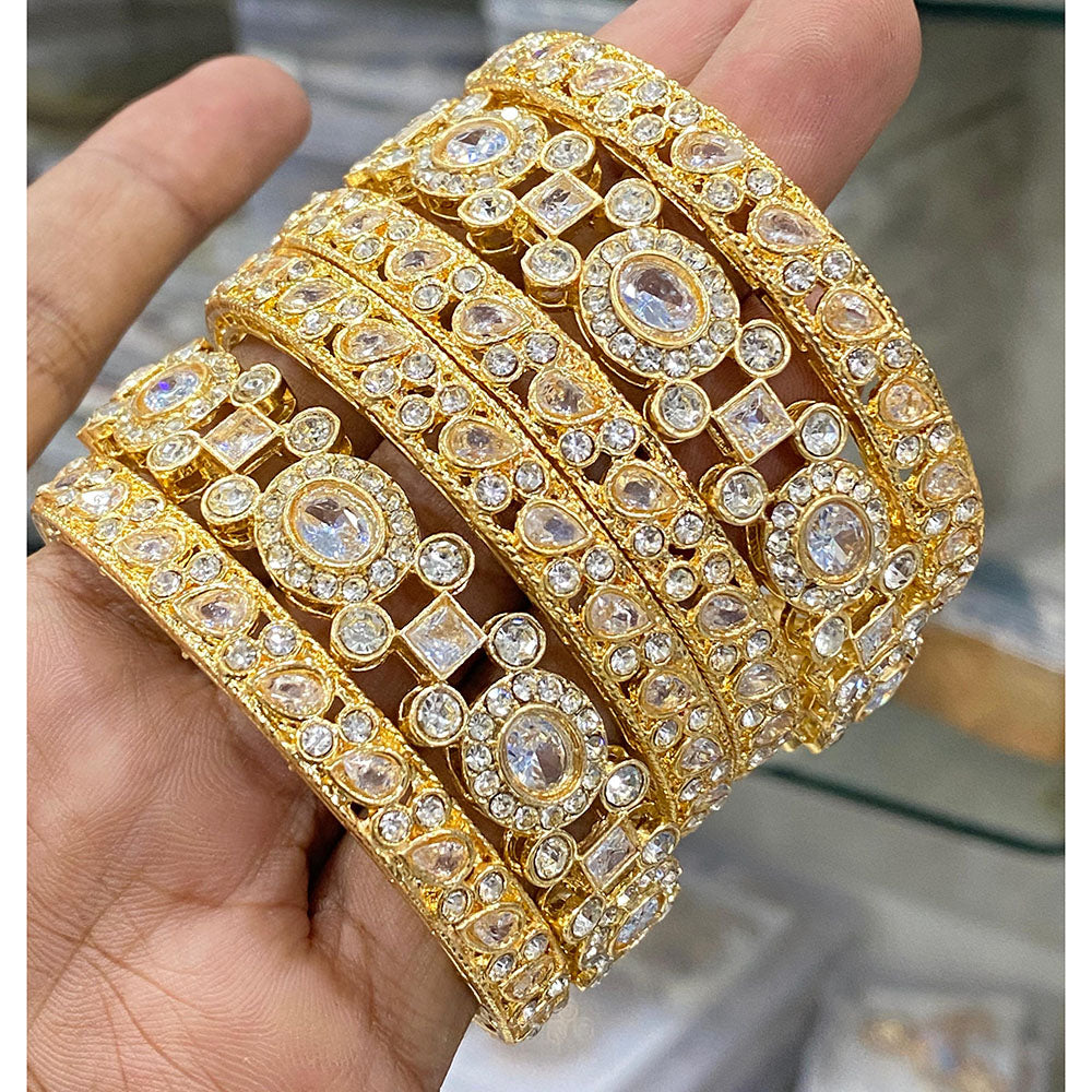 Hira Collections Royal Look Sparkling Crystal Stone Designer Bangles Set
