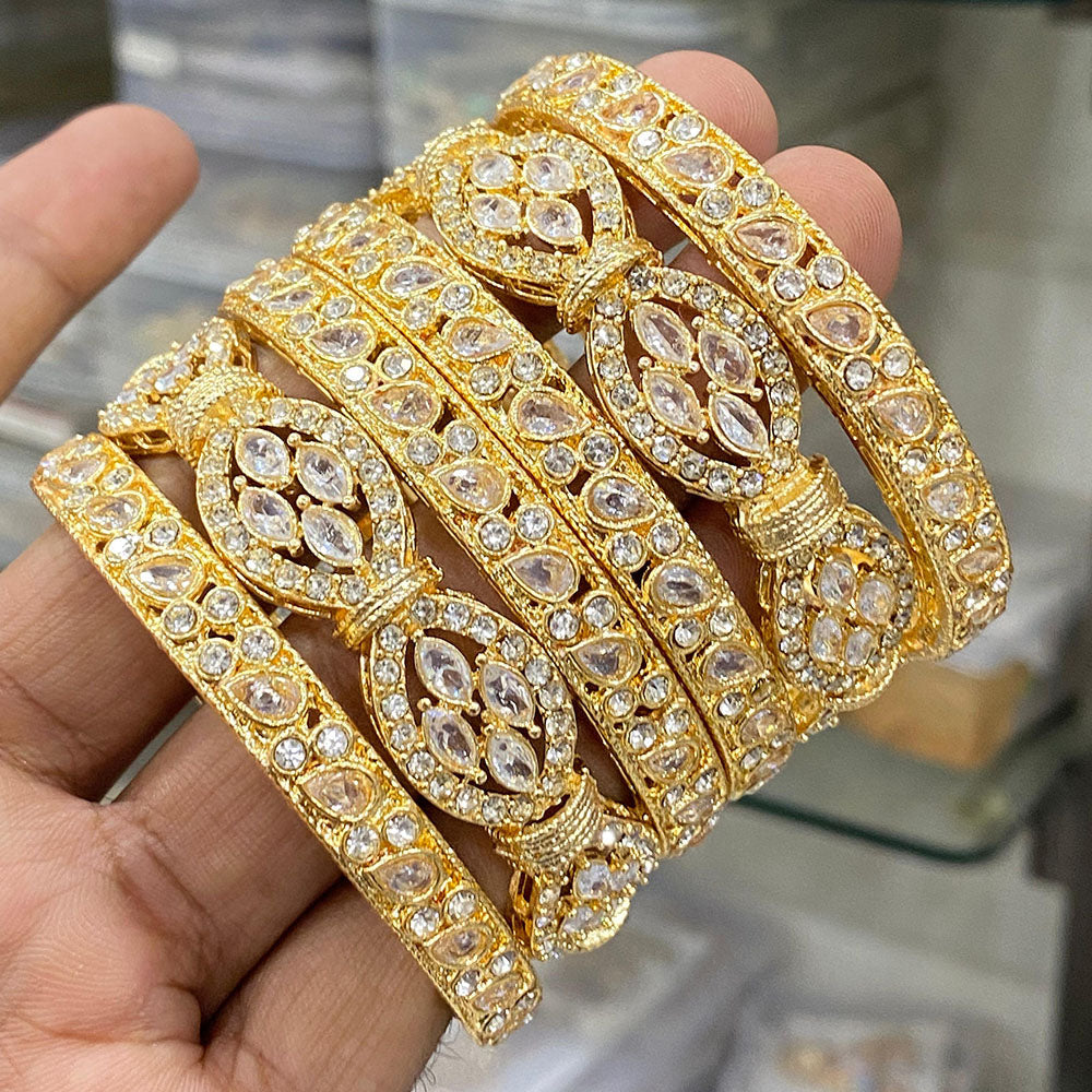 Hira Collections Royal Look Sparkling Crystal Stone Designer Bangles Set