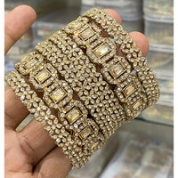 Hira Collections Royal Look Sparkling Crystal Stone Designer Bangles Set