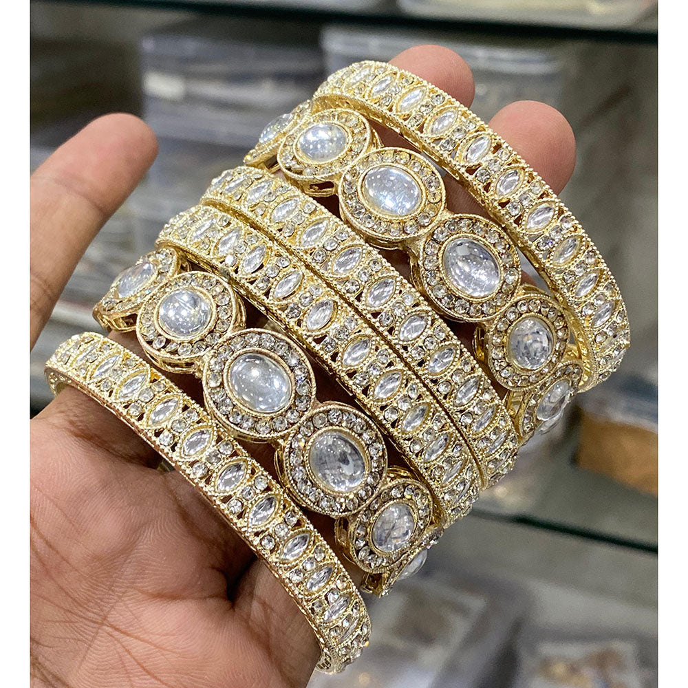 Hira Collections Royal Look Kundan Stone Designer Bangles Set