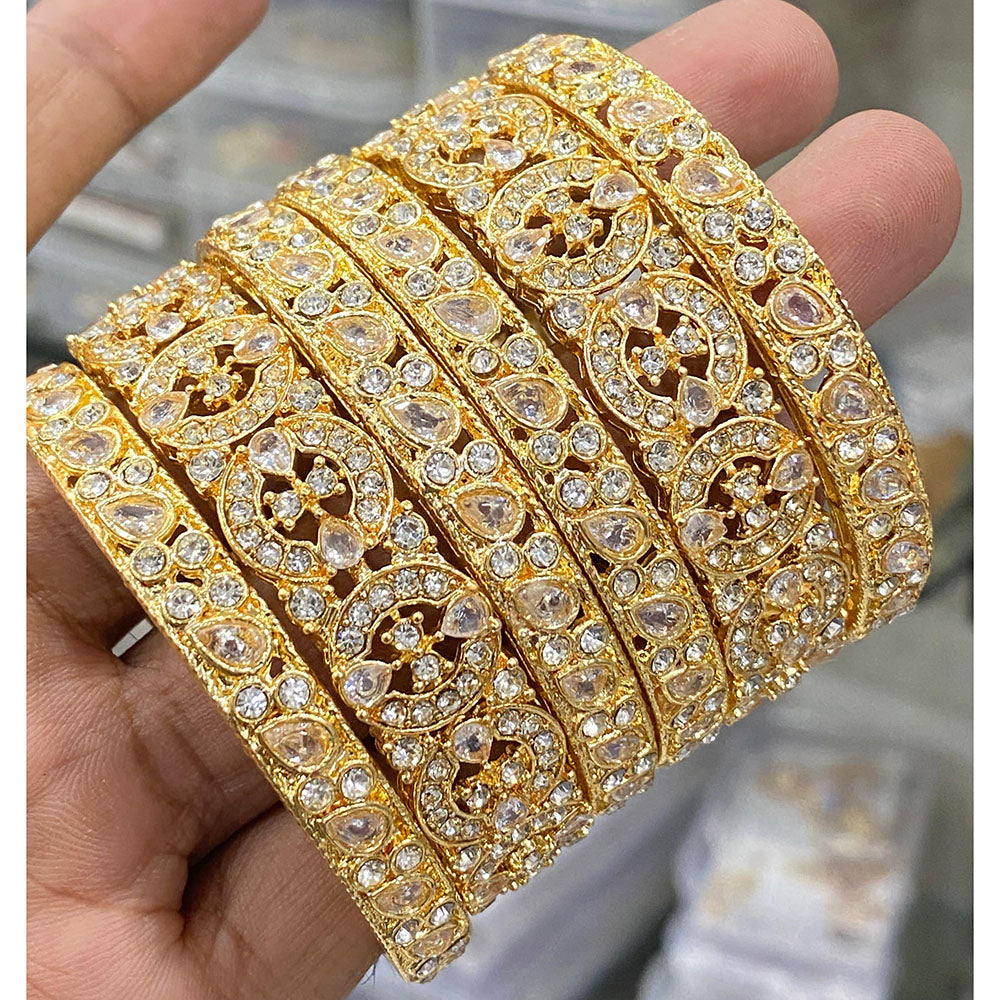 Hira Collections Royal Look Sparkling Crystal Stone Designer Bangles Set