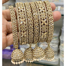 Hira Collections Royal Look Sparkling Crystal Stone And Pearl Designer Bangles Set