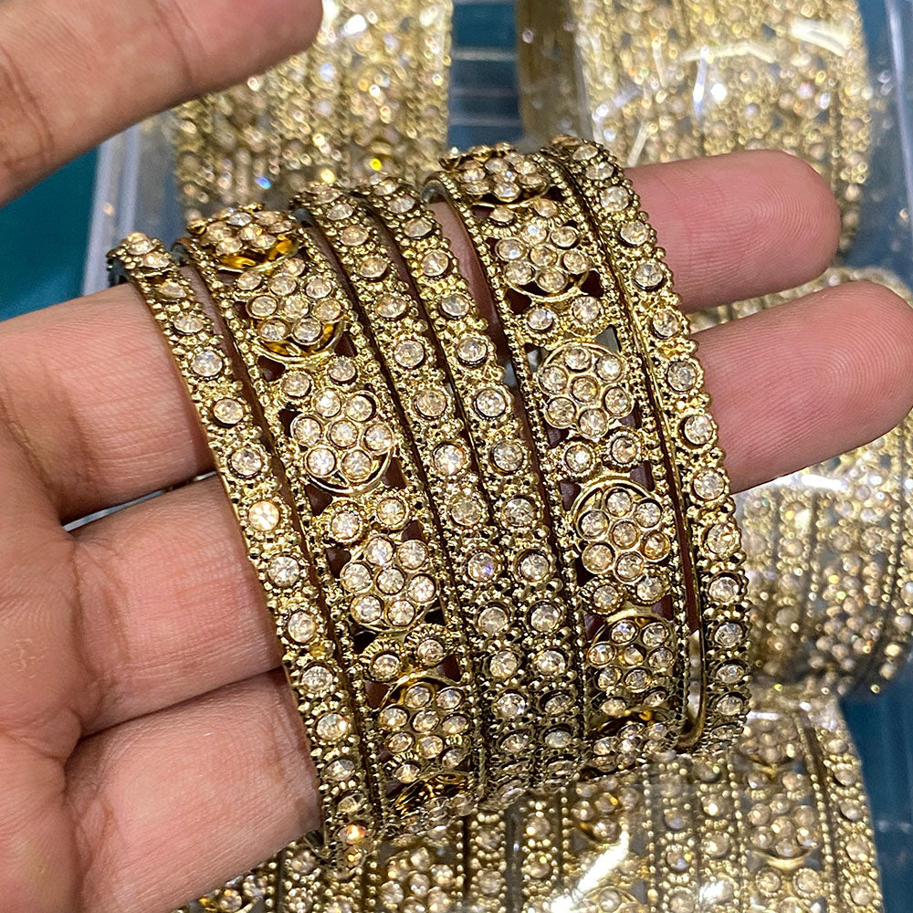 Hira Collections Royal Look Sparkling Austrian Stone Designer Bangles Set