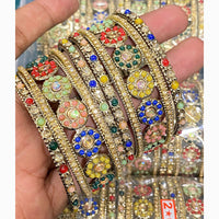 Hira Collections Royal Look Sparkling Austrian Stone And Pearl Designer Bangles Set