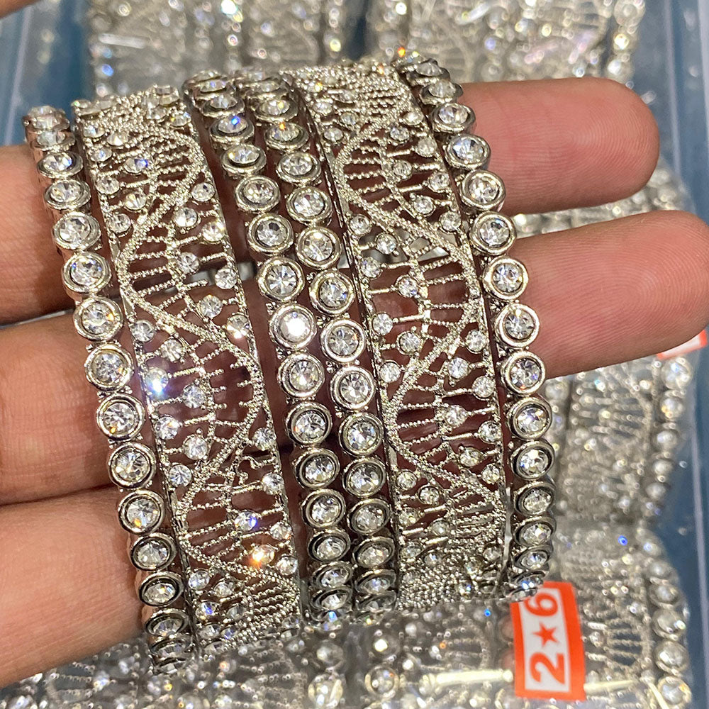 Hira Collections Royal Look Sparkling Austrian Stone Designer Bangles Set